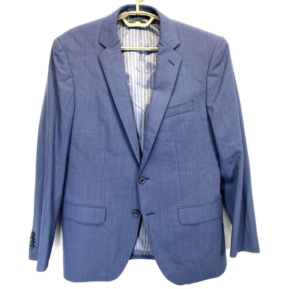 Banana Republic Men's 40R 100% Wool Blazer Sports Coat Two Button Blue RN54023